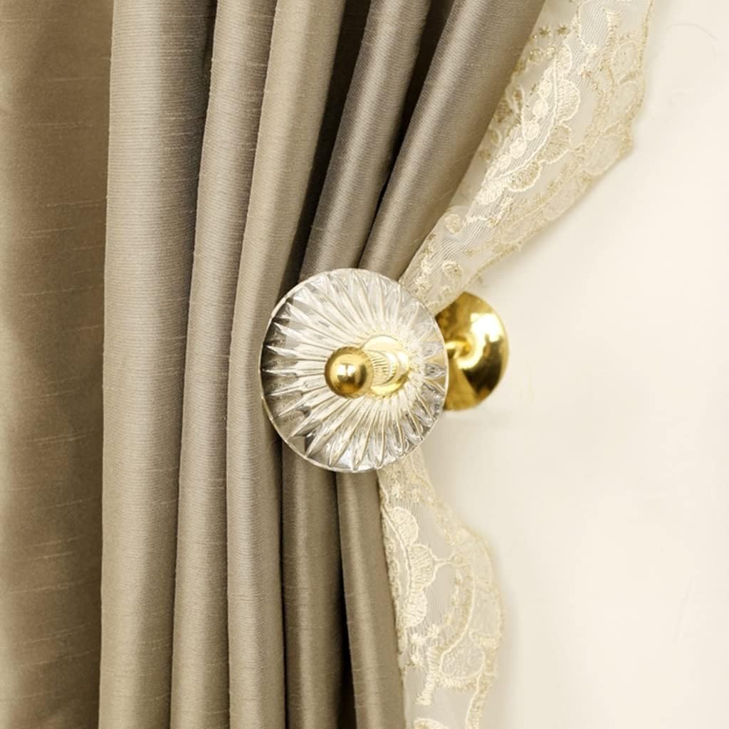 Embrasses de Rideaux, Crochets muraux pour Rideaux, Supports de Rideaux en Laiton et Cristal Artificiel, embrasses décoratives pour Salon et Chambre (Lot de 4), Lot de 4,Set of 4