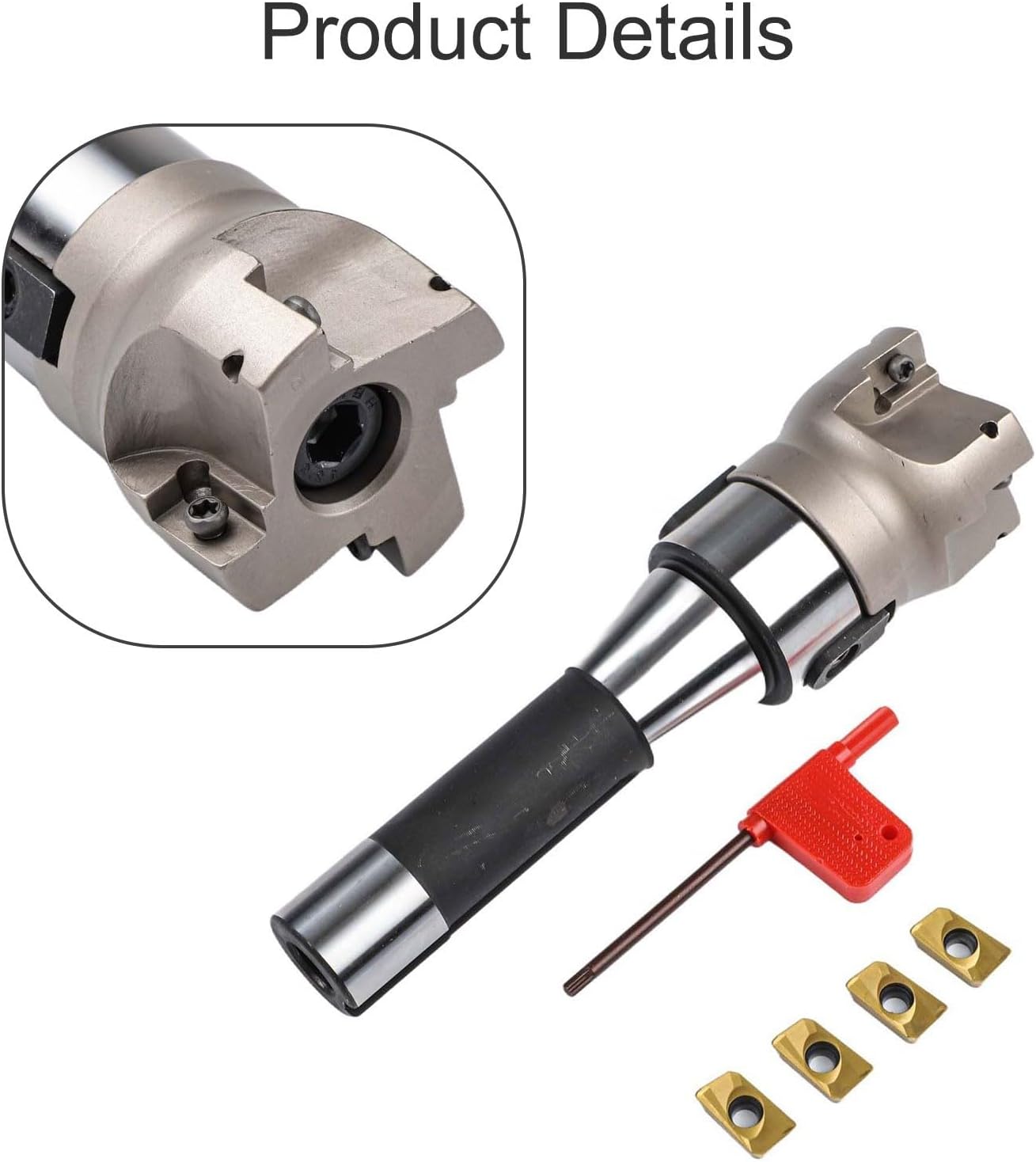 R8 FMB22 Arbor 400R 50mm Indexable End Mill Shell Cutter with Alloy Steel Body and 4 APMT1604 Carbide Inserts for Face Shoulder Milling