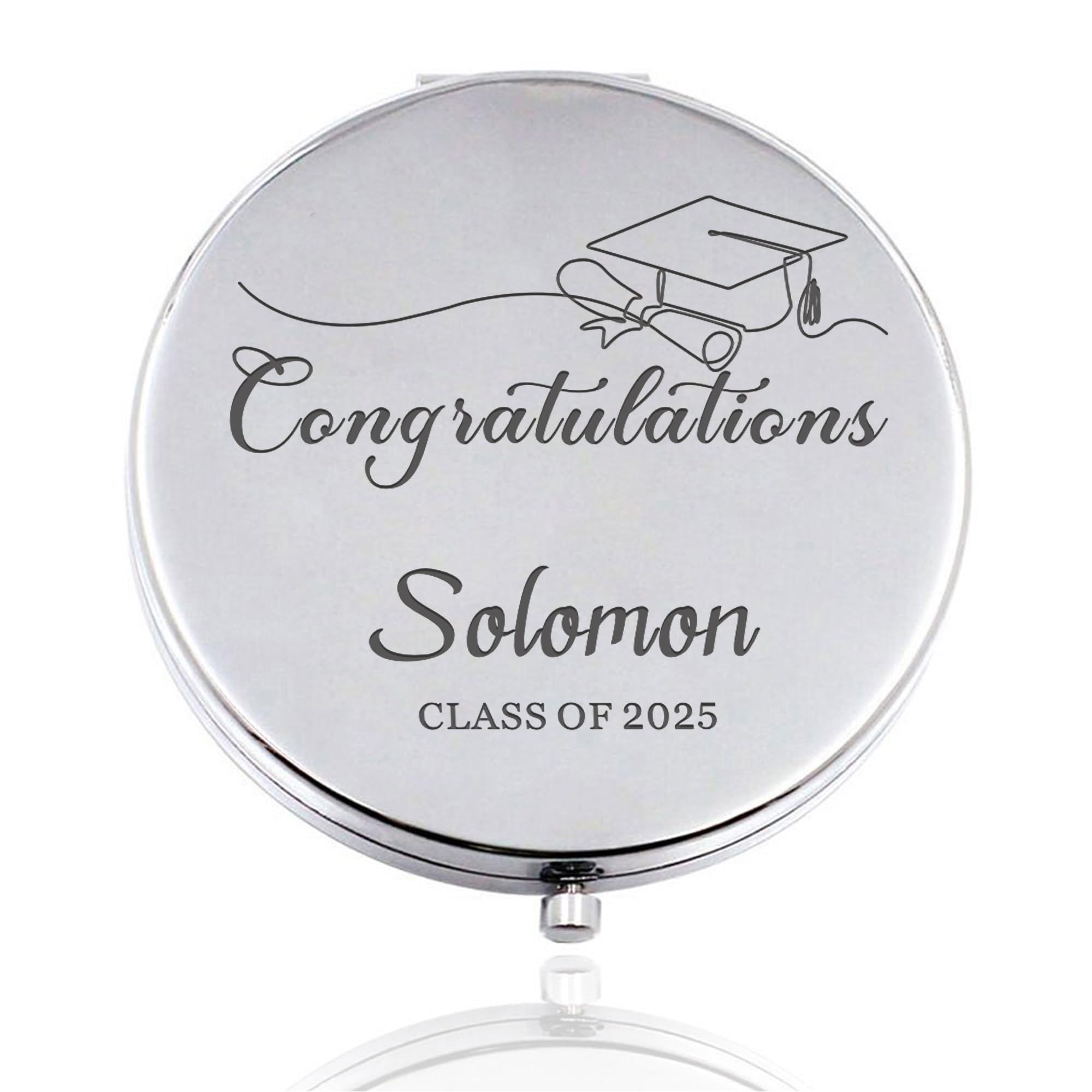 EDSG Personalized Compact Mirror Graduation Gifts for Her Travel Makeup Mirror Inspirational Gifts for Women Compact Mirrors Class of 2025 Gifts