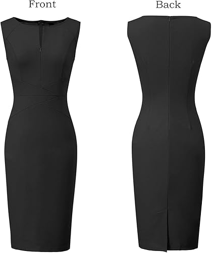 Miniatura 3 de VFSHOW Vestido ajustado para mujer, con cremallera frontal, para trabajo, negocios, oficina, elegante, profesional, para iglesia, fiesta, vestido