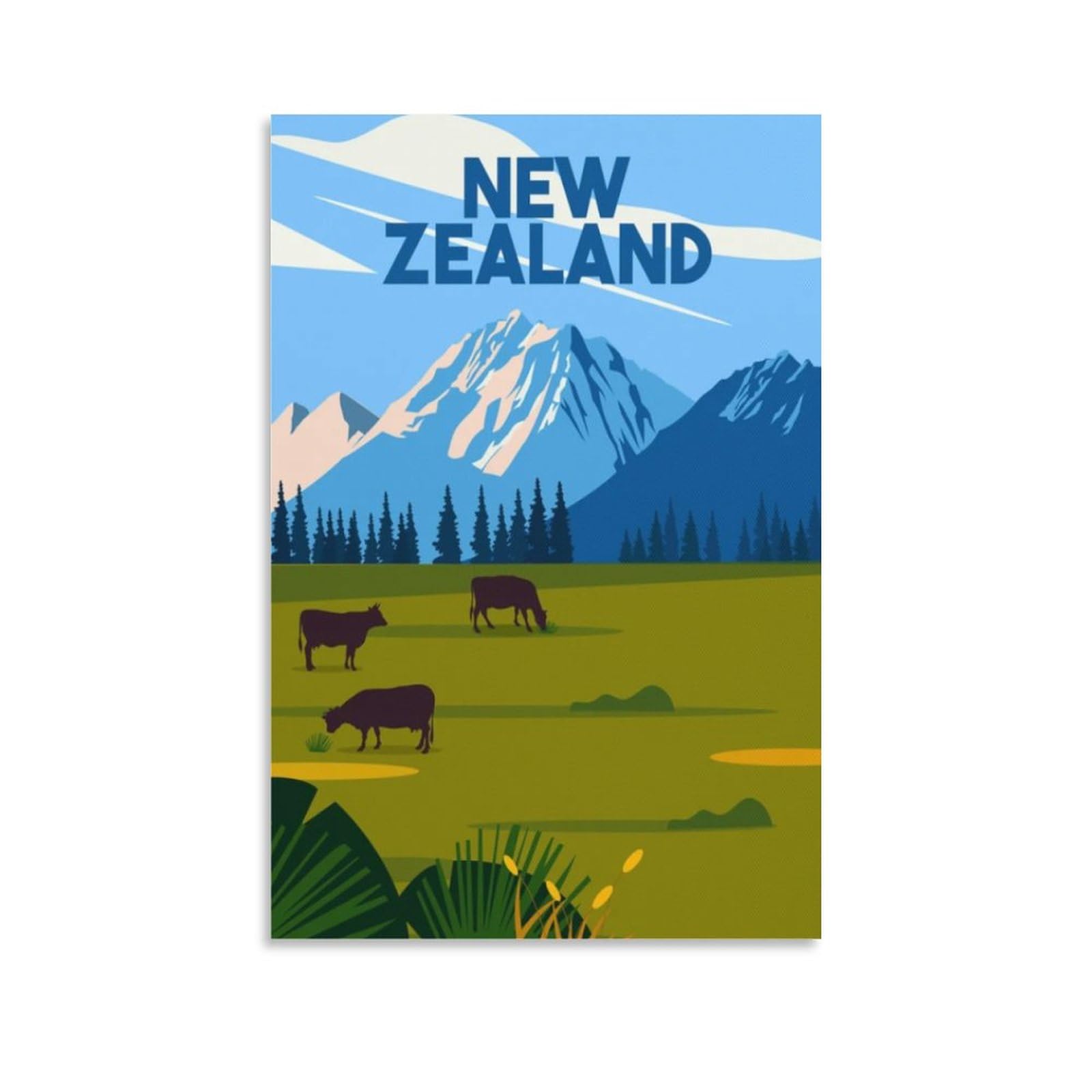 New Zealand Vintage Travel Posters Mountain 12x18inch(30x45cm) Wall Art Picture Print Canvas Art Poster Modern Family Bedroom Decor Posters