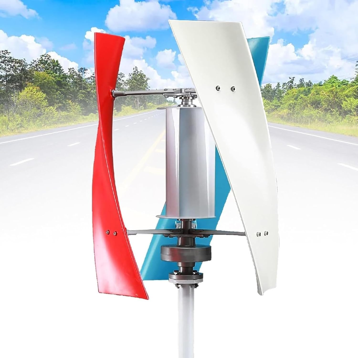 Vertical Wind Turbine Generator Kit 20000W No Noise Vertical Axis Wind Turbine Generator,220V 12V 24V 48V Magnetic Levitation Wind Turbine with MPPT Controller for Home Street Lighting(Red,12V)