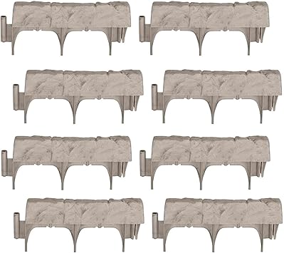 Suncast Interlocking Border Edging - Stone -Like Poly Construction for Garden, Lawn, and Landscape Edging - Water Resistant Border for Containing Trees, Flower Beds and Walkways - Light Taupe -Gray