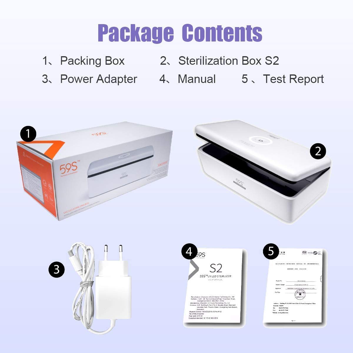 59S UV Stérilisateur LED Box avec 8 perles Lampe de Stérilisation Rapide 99,9%, Adaptée aux Téléphones Portables, à l'esthétique, aux Outils de Beauté et aux Soins Personnels