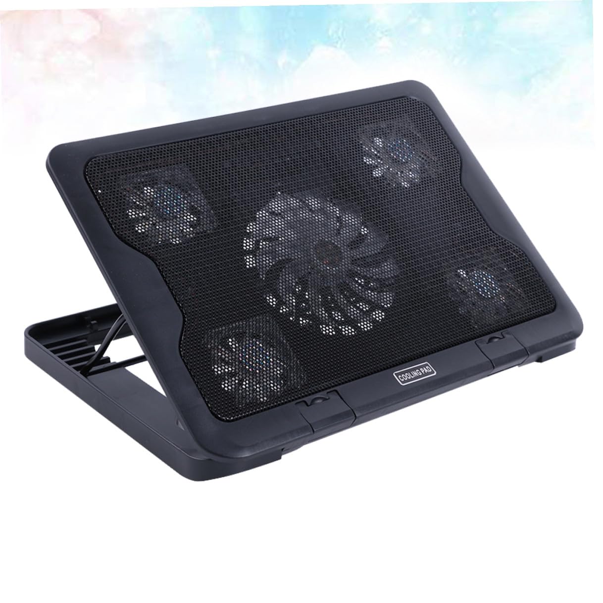 Yardwe Base Enfriadora Multiángulo Ajustable 5 Ventiladores para Computadora Portátil Diseño Ultradelgado y Antideslizante Adecuado para Decoracion Verano