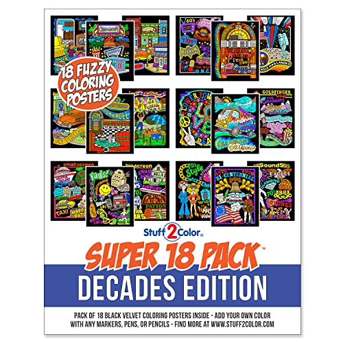 Pack De 18 Affiches Velours à Colorier Stuff2Color - Format 20x25cm | Édition Créative Pour Enfants Et Adultes