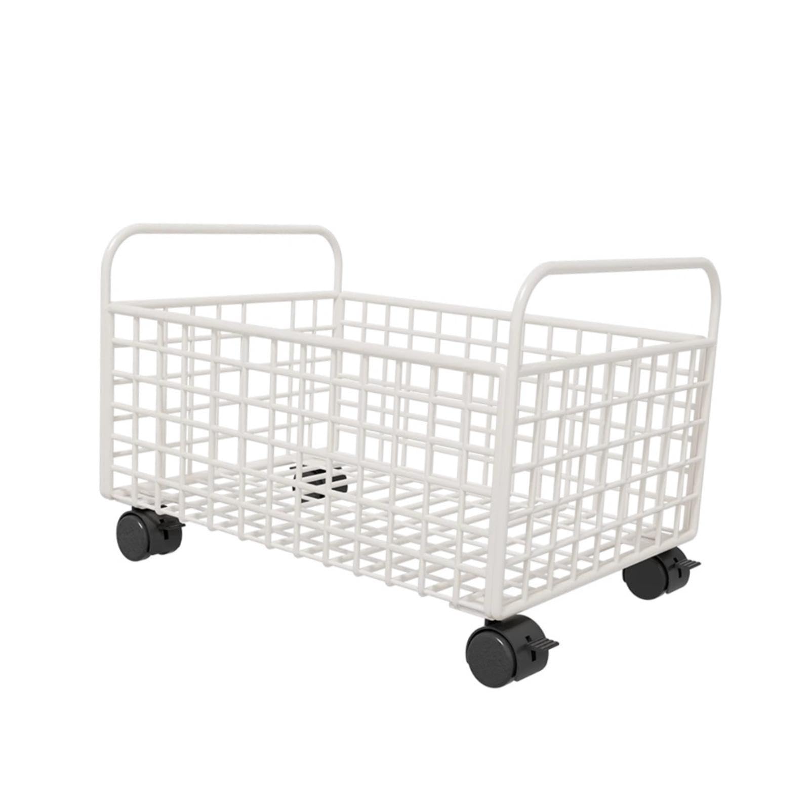 Oshhni Carrito utilitario con Ruedas, contenedor de Almacenamiento de Malla metálica, Organizador de Archivos Debajo del Escritorio con Ruedas para, Blanco, 25 Cm X 38 Cm X 26