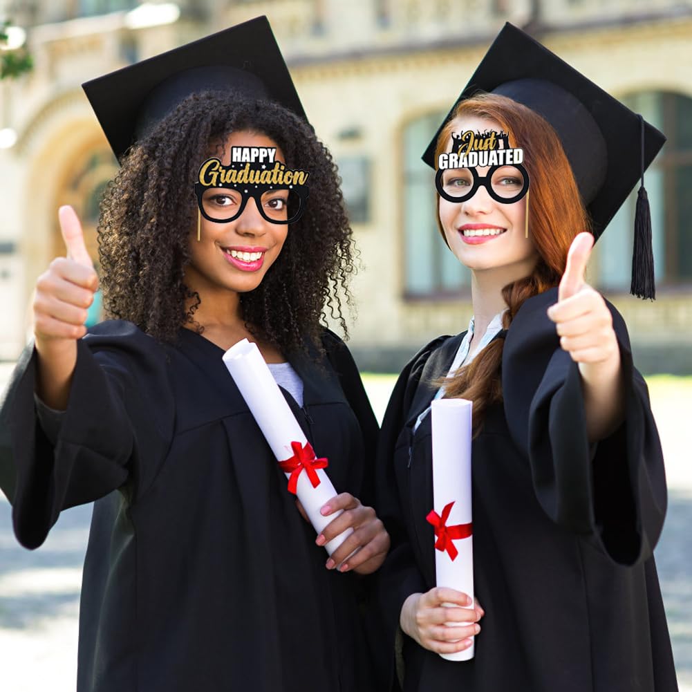 Accessori per Cabine Fotografiche di Laurea, Rosso e Nero Decorazioni per la Classe del 2025 Cappello di Laurea Occhiali Cartelli per Feste di Laurea 2025 Articoli per Feste di Laurea