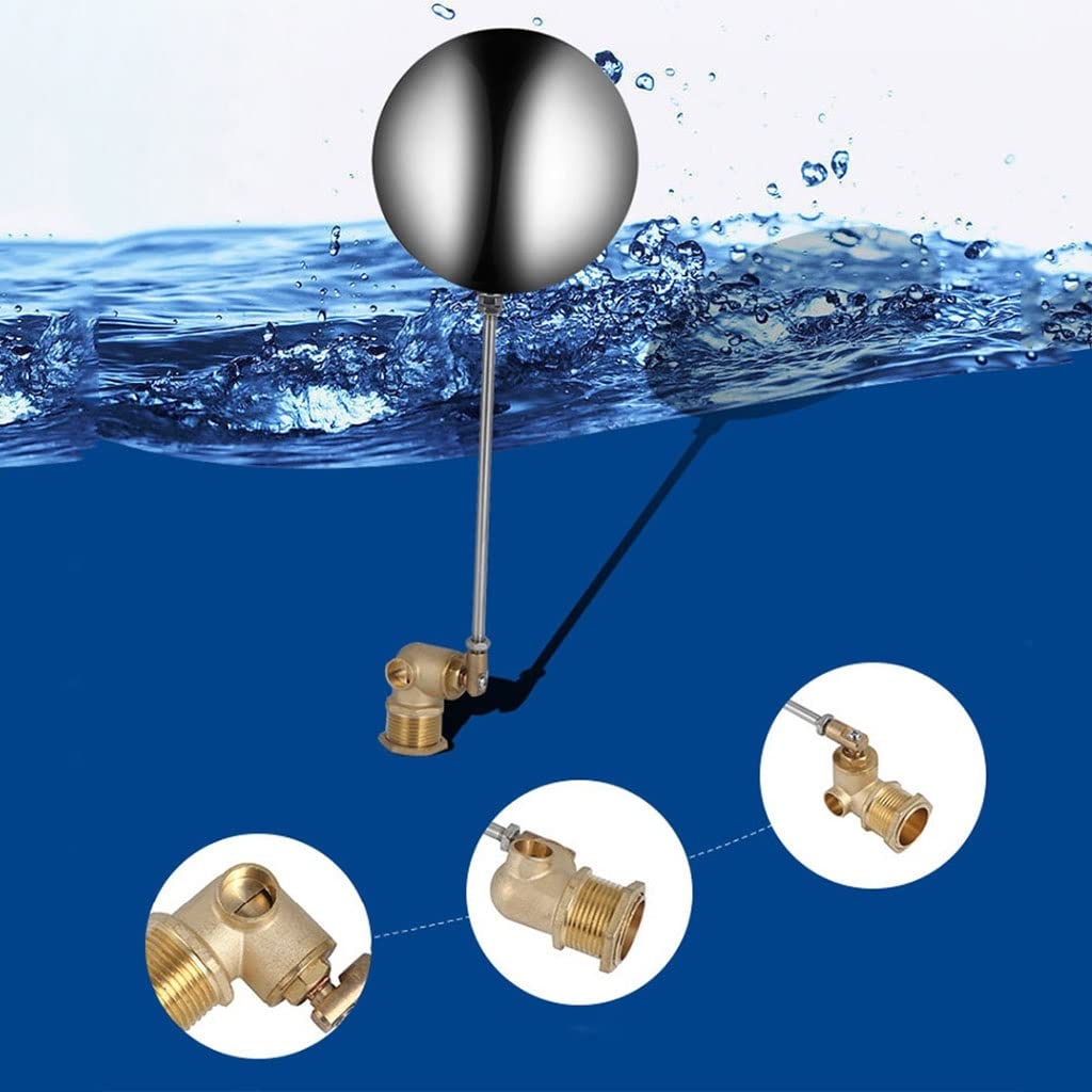 Válvula de llenado de cisterna Flotador, Válvula de flotador de latón/acero inoxidable, DN15, DN20 y DN25, válvula de control de bola flotante de apertura rápida(Brass Type,DN20)