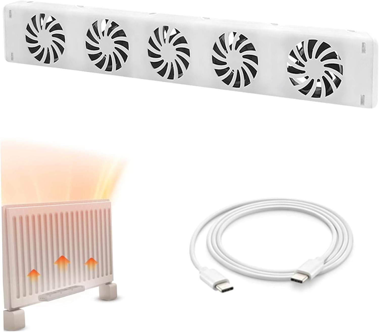 Heater Fan, Household Radiator Fan Running Quiet Saving Energy Heater Smart Radiator Amplifier Adjustable Speed with 5 Fans Easy Installation for Home, Booster