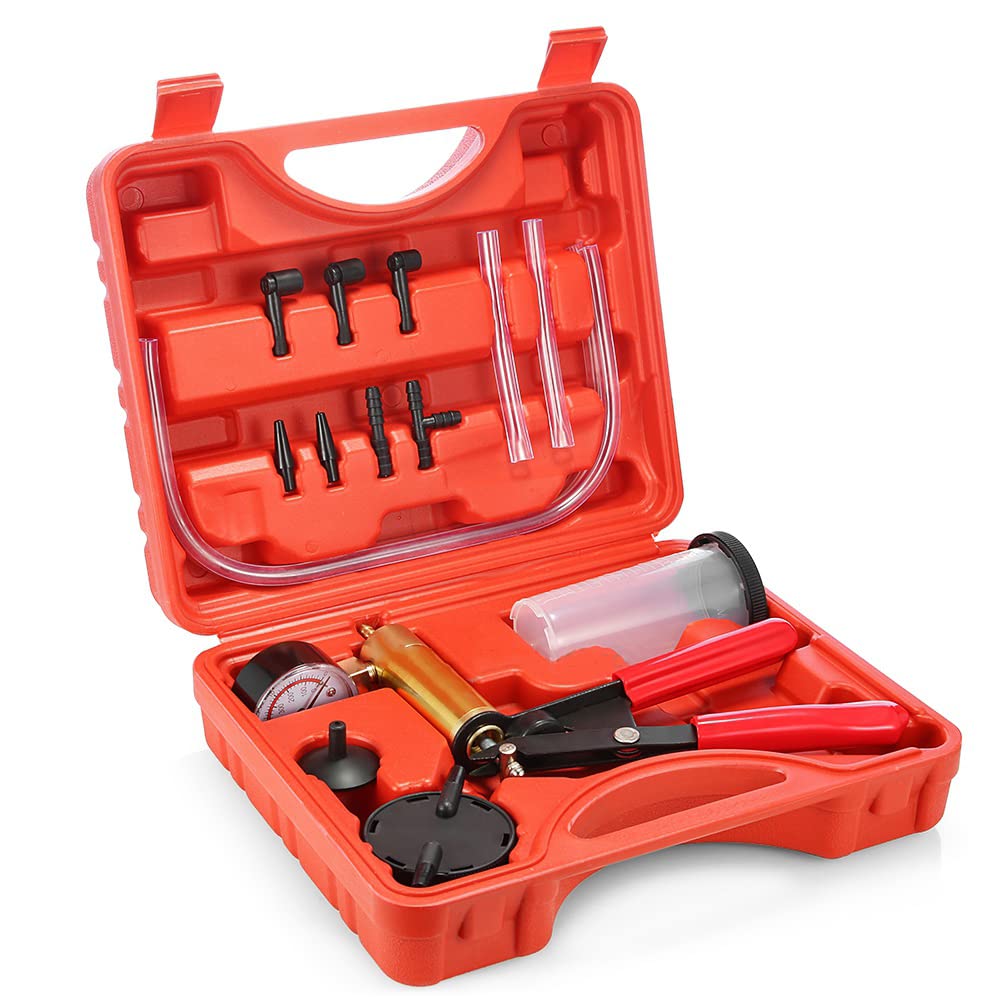 HERRAMIENTA PARA SANGRAR FRENOS VACUOMETRO Y COMPROBADOR DE PRESION Y VACIO Dispositivo de Purga de líquido de Frenos PURGADOR de frenos de coche Kit de Cambio de líquido de Frenos