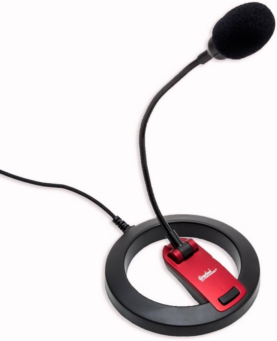 PC Goose Neck Microphone, Computer Microphone With Mute Switch and Stand, Plug And Play 3.5mm Microphone For Desktop/Laptop/iPad/Tablet