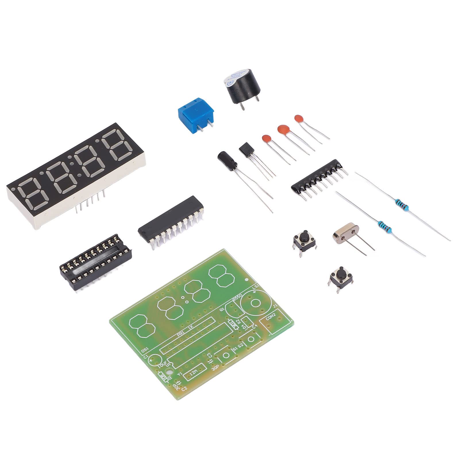 Kit d'Horloge Numérique DIY 4 Chiffres, Double Alarme, Circuit 52 x 42 mm, Alimentation 3-6V, Projet de Soudure Électronique