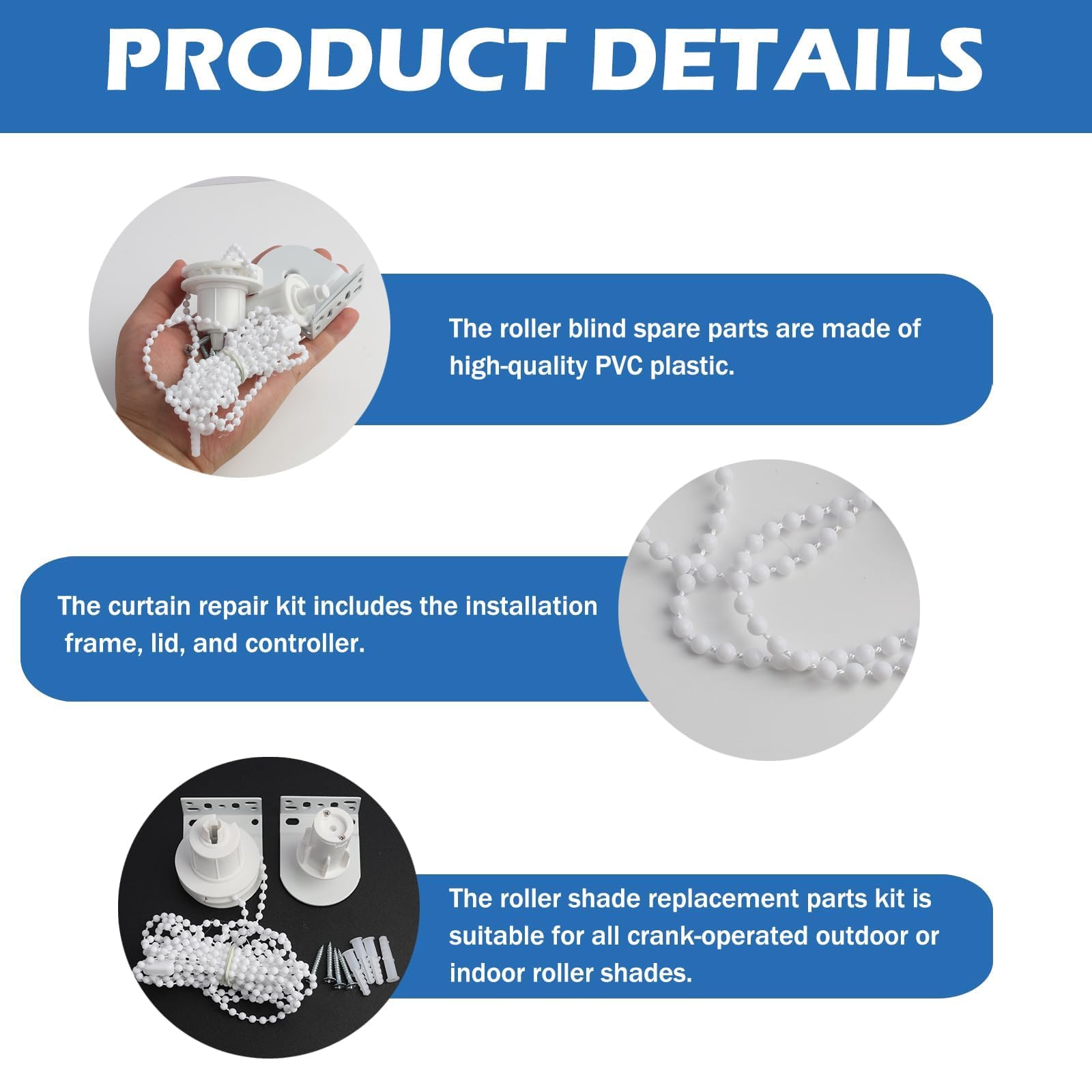 30mm Roller Blind Fittings, Complete With Clutch,Includes Clutch, Chain, and Metal Brackets, Durable Repair Parts Mechanism - Image 3
