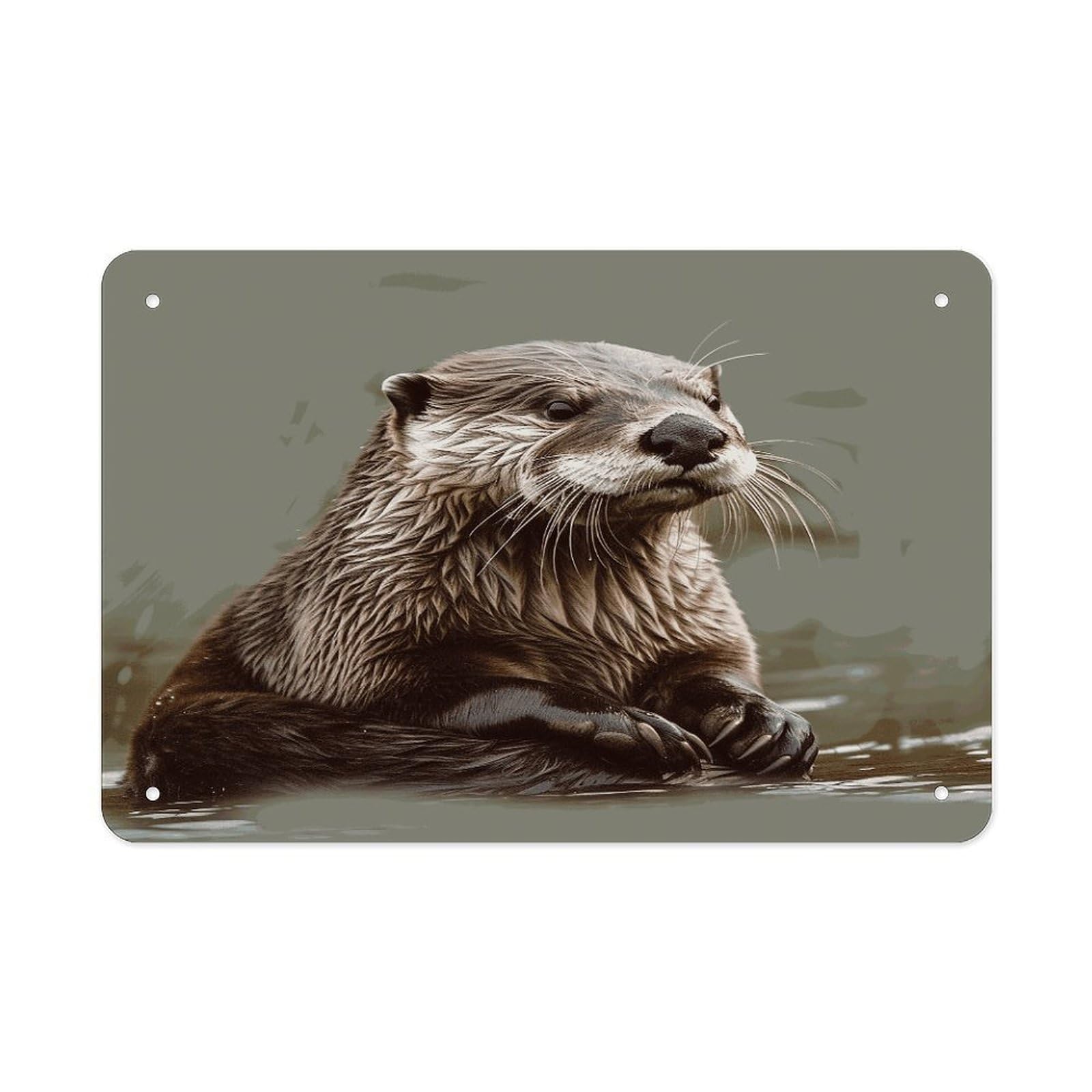 Fekiloot Style Otter Animal Metal Signs Wall Art Tin Sign