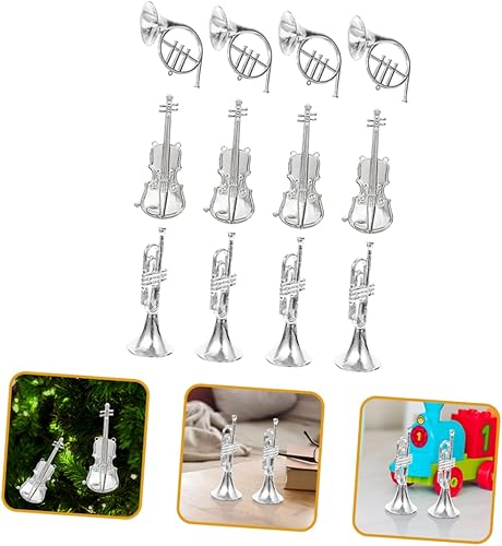 Miniatura 8 de FOYTOKI 12pcs Instrumento Musical Modelo Miniatura Mini Música Ornamento Pequeño Violín Accesorios Miniatura Saxofón Hawai Ornamento Trombón Adorno