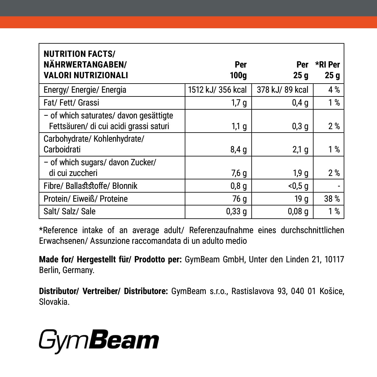 GymBeam Mizellares Kasein Proteinpulver – langsame Absorption, fettarm, unterstützt Regeneration und Knochengesundheit, ideal für Gewichtsabnahme und Muskelaufbau, (1000 g, Schokolade)