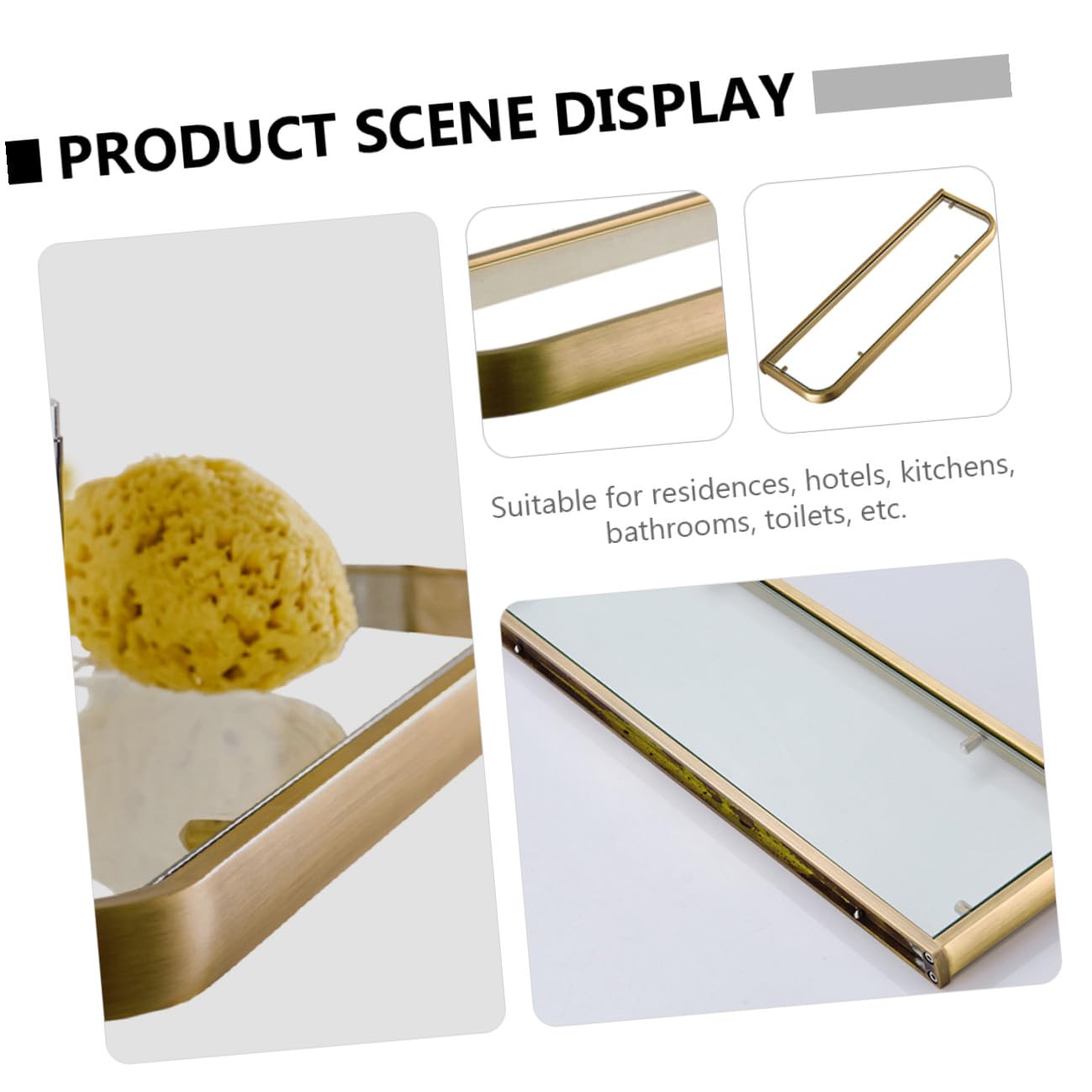 Glas wandregal Badezimmer Minimalistisches Design Messingrahmen Rostfrei Aufbewahrung Ablage für Kosmetik und Badaccessoires