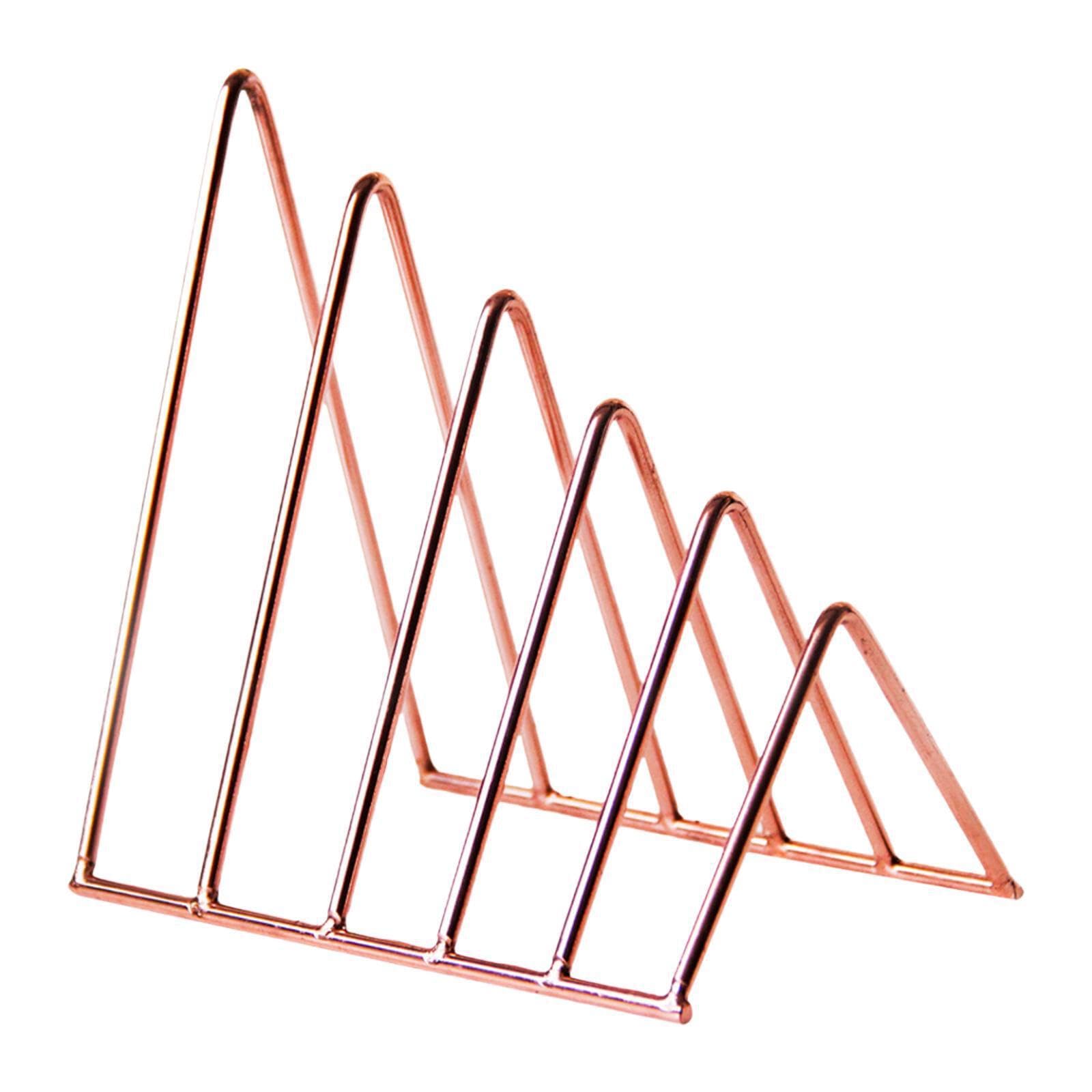 TWISAXC Multifunctional Desktop File Folder Sorter Organizer For Stationery And Envelopes Bookend And Novelty Vinyl Records, Rose Golden, 13.5x9.5x14cm