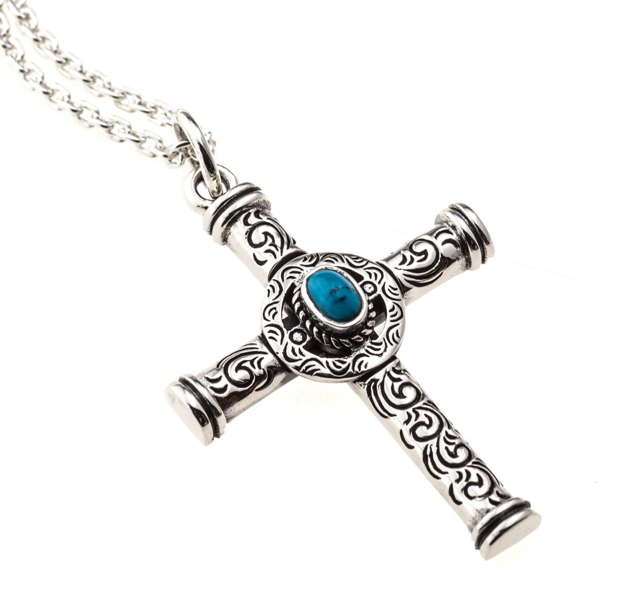 Amazon | [石輝] クロス ターコイズ シルバー925 ネックレス
