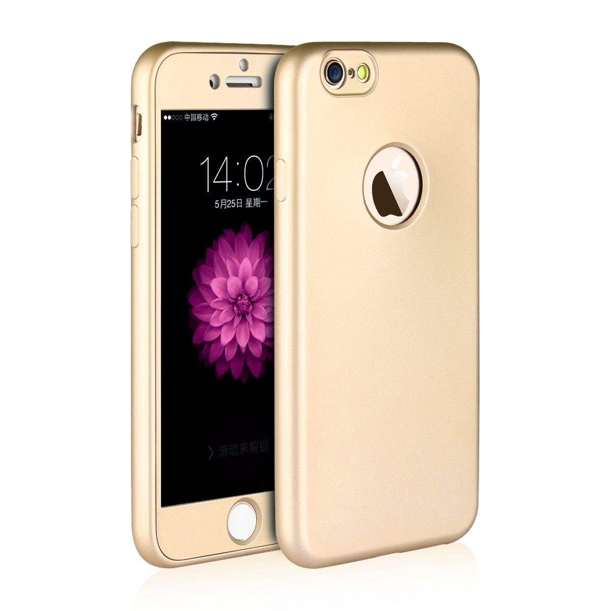 Copmob iPhone 6s/6 Case, Full Body Protection 360 Degree Soft Premium Shockproof Ultra-Slim Metallic Look Silicone Feel Front and Back Cover - Gold