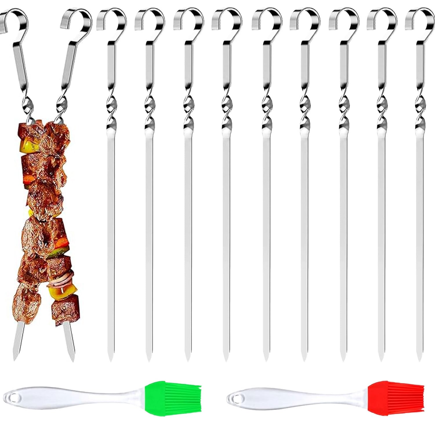 Brochettes de Barbecue en Acier Inoxydable 30cm Lot de 24 Réutilisables