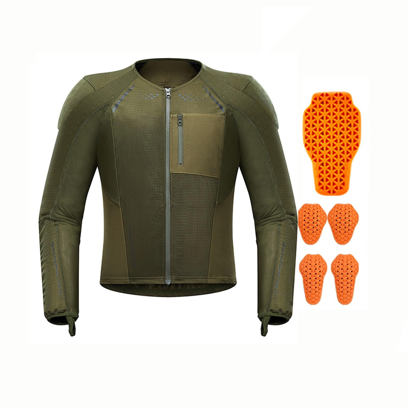 Chaqueta De Moto De Malla Equipo De Protección Extraíble/con Cinta Reflectante Chaqueta De Equitación De Alta Visibilidad Con Protección for Hombre(Green,XXL)