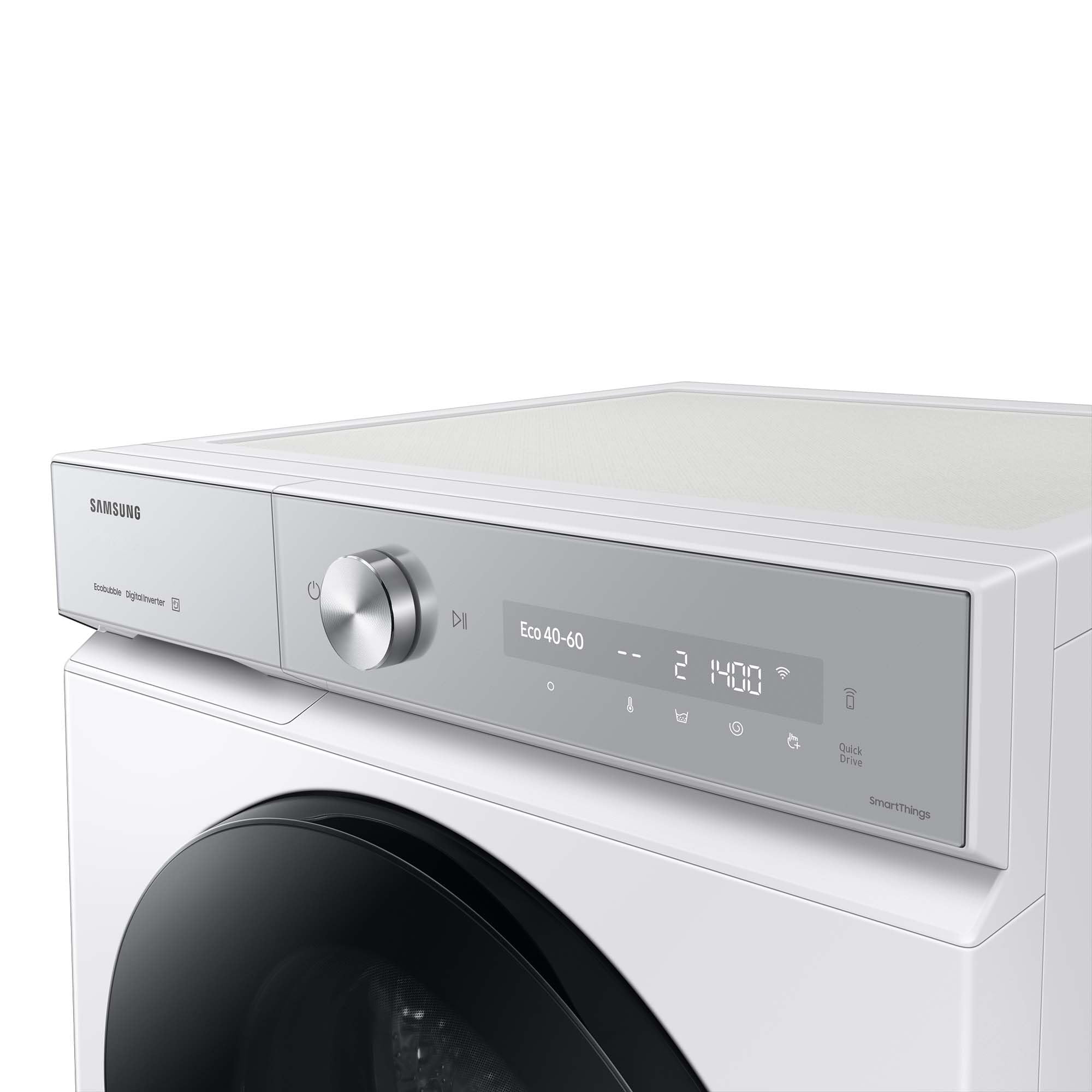 Samsung WW11DB8B95GHU2 Bespoke Waschmaschine, 11 kg, 1400 U/min, EEK: A (-40%), AI Ecobubble, QuickDrive, AI Wash, SuperSpeed 39 Min, Weiß
