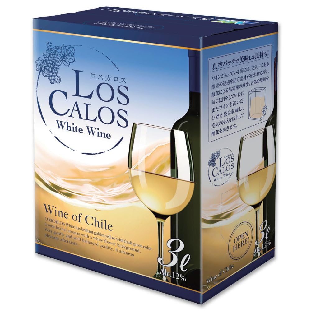 Amazon.co.jp: ロスカロス ホワイト チリ産 箱ワイン 3L 白 辛口/大