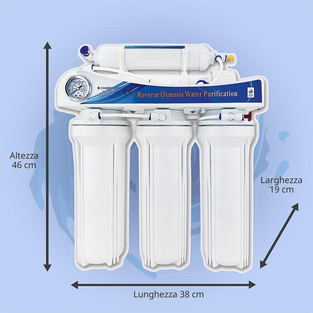 Finerfilters, sistema di filtri a osmosi inversa a 5 stadi con rimozione di fluoruro (50 GPD), per la migliore acqua potabile di sempre