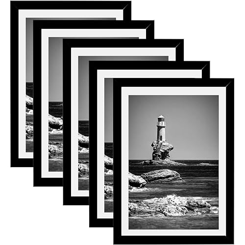 11x14 Picture Frame Set of 5, Display Pictures 8x10 with Mat or 11x14 Without Mat, Wall Gallery Photo Frames