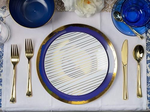 Miniatura 5 de Trendables Platos de plástico desechables de 8 pulgadas, platos de plástico de grado alimenticio para ensaladapostre - Diseño glamoroso, paquete de