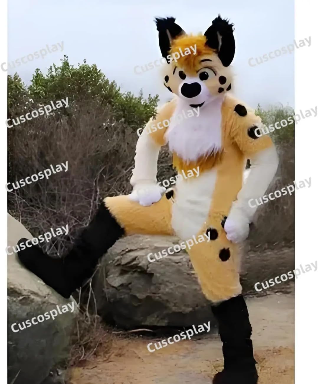 Yellow White Husky Fursuit Fox Dog Mascot Costume adults Halloween Christmas Fancy suits