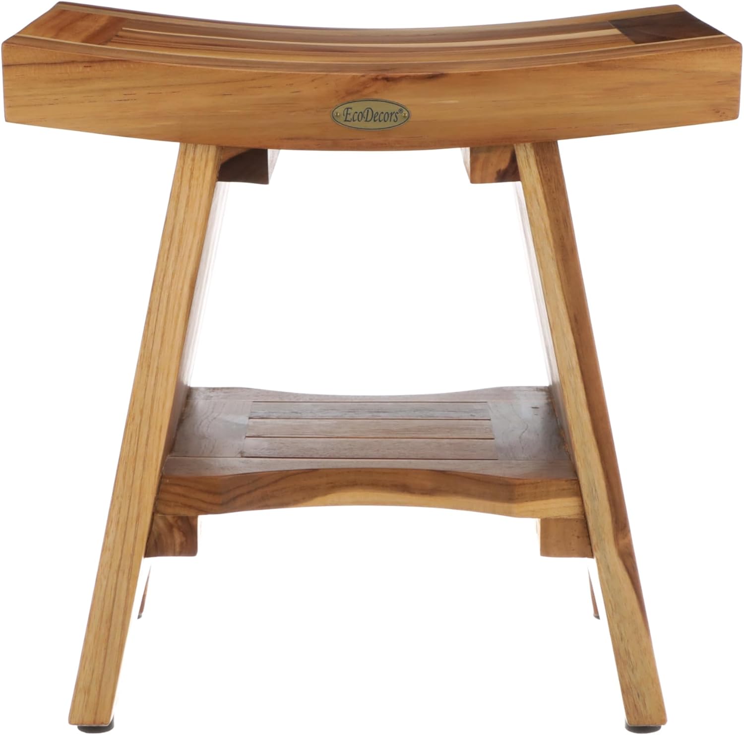 EcoDecors Teak Shower Bench, 18" with Shelf