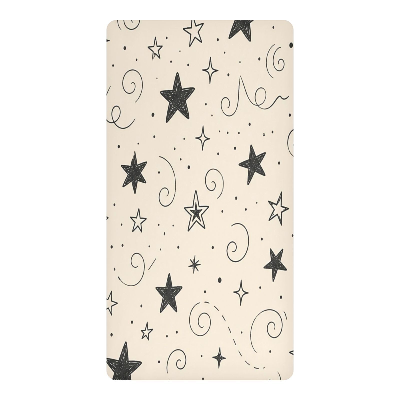 BOESI Sketch Star Waterproof Crib Sheet,Fitted Mattress Protector