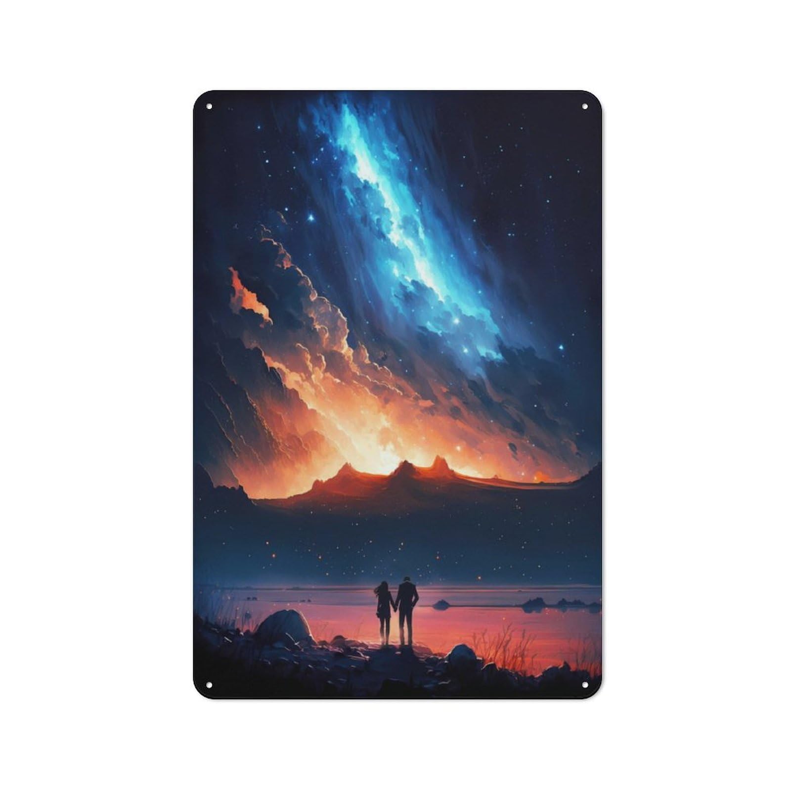 Junmoney Dawn Of Galaxy Couple Metal Sign 30X20cm With For Workshop Wall, Rustic Decor, For Collectors Decorating Workshops And Hobby Rooms