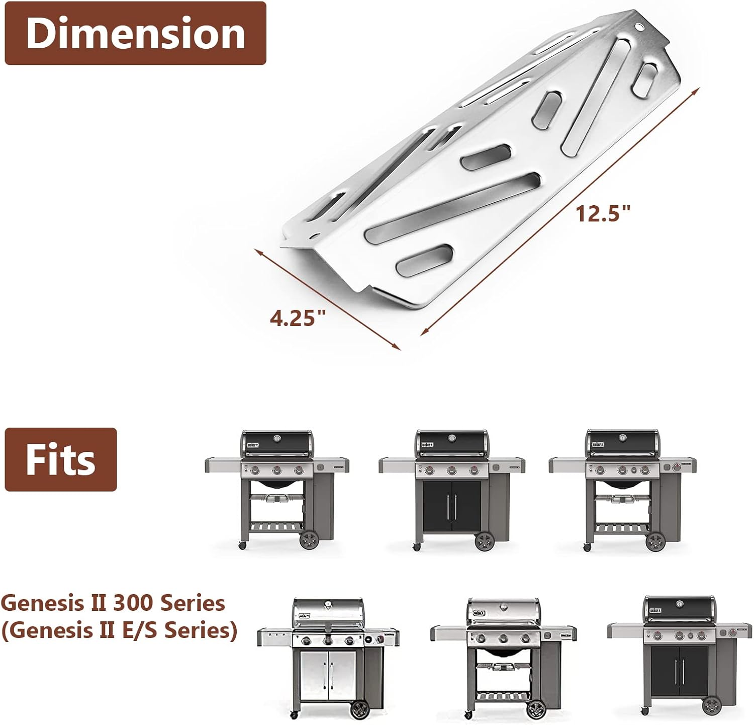 QuliMetal 17.1" Flavorizer Bars and Heat Deflector for Weber Genesis II 300 and II LX 300 Series Gas Grils, Stainless Steel : Patio, Lawn & Garden