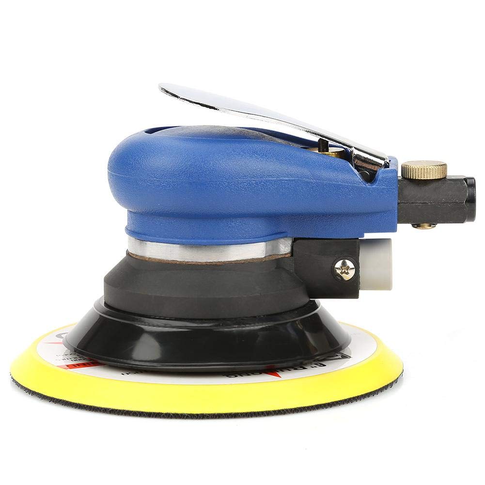 Lijadora neumática AT-980 Lijadora redonda de bajo consumo de aire de 5 "/6", llave de conector de entrada de aire Lijadora orbital aleatoria para pulido de superficies de ferretería(6 pulgadas)