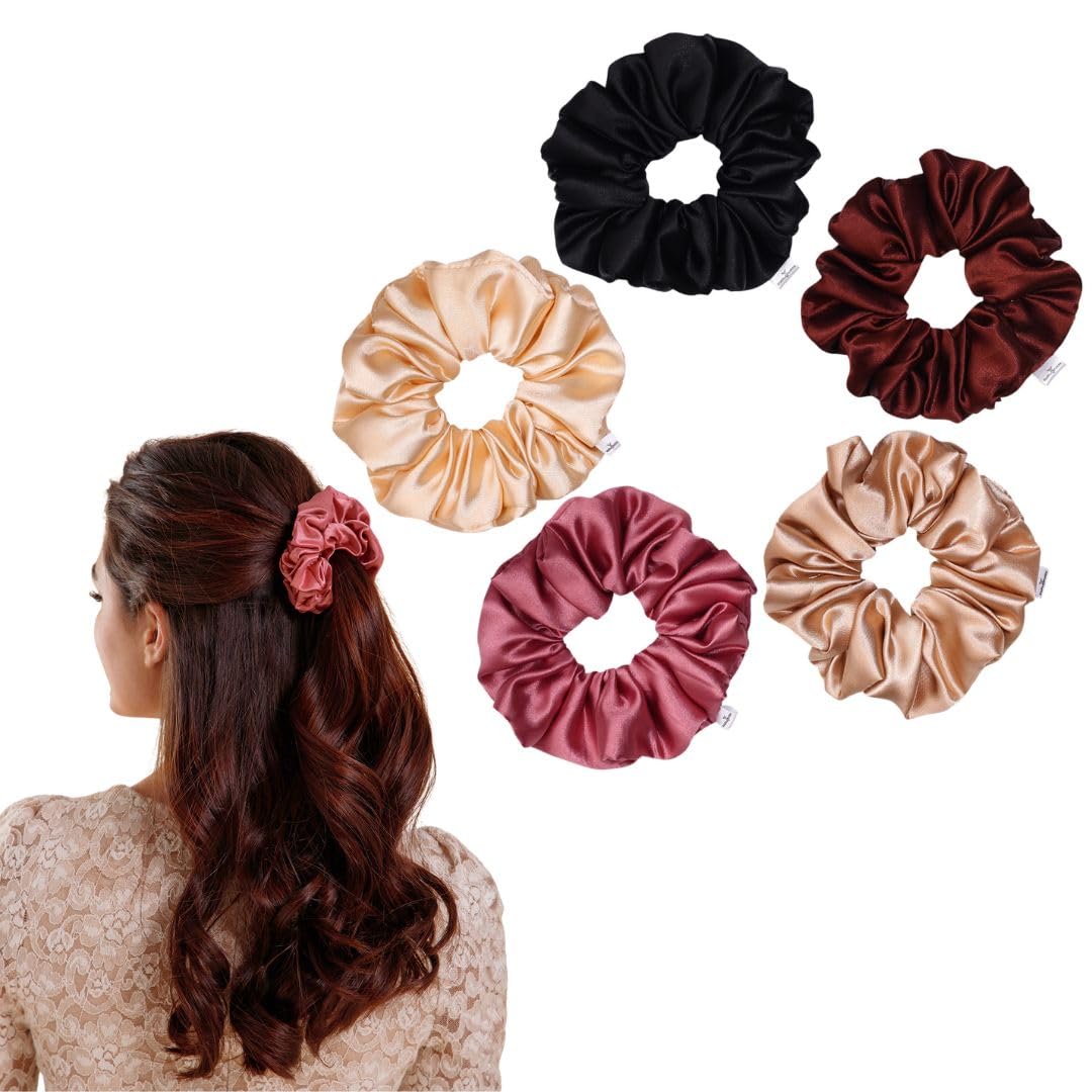 Radhu & Kabby Hair Scrunchies for Women/Girls Silky | Earthy Shades | Fancy & Stylish | Trendy Hair Ties & Ponytail holders | Anti-Hair Breakage | Same As Pic | 5 Pcs (B0CP9QBPFL) Amazon Price History, Amazon Price Tracker