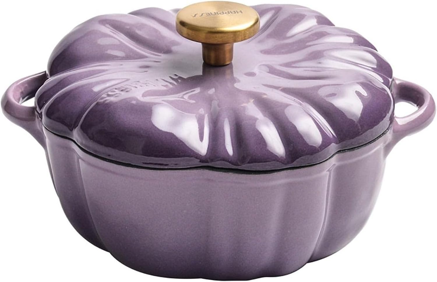 Pumpkin Cocotte,Pumpkin Dutch Oven Pot with Lid,Cooking Pot Enamel Pot with Lid Non-Stick Stew Pot Soup Pot,Halloween Thanksgiving Decor Pot Gift(Purple)(1.5L)