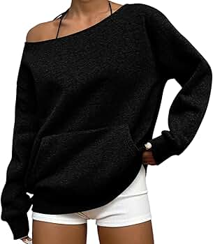 Amazon.com: Off The Shoulder Sweatshirt Long Sleeve Shirts