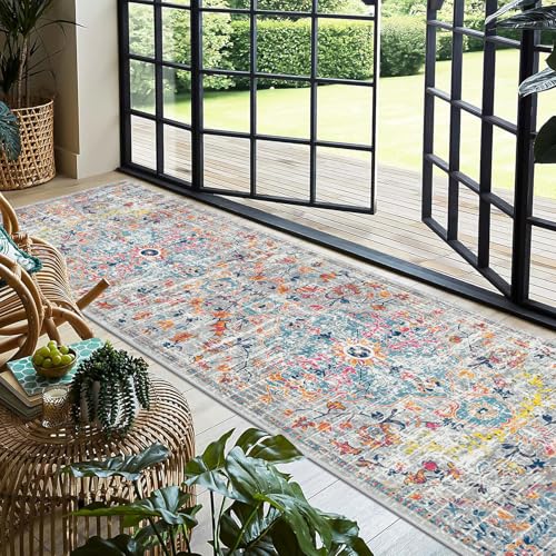 Pauwer Boho Hallway Runner Rug 3x10 Washable Entryway Area Rugs Non Slip Farmhouse Vintage Floor Mat Long Carpet Runner for Hallways Laundry Room Kitchen Bathroom Bedroom