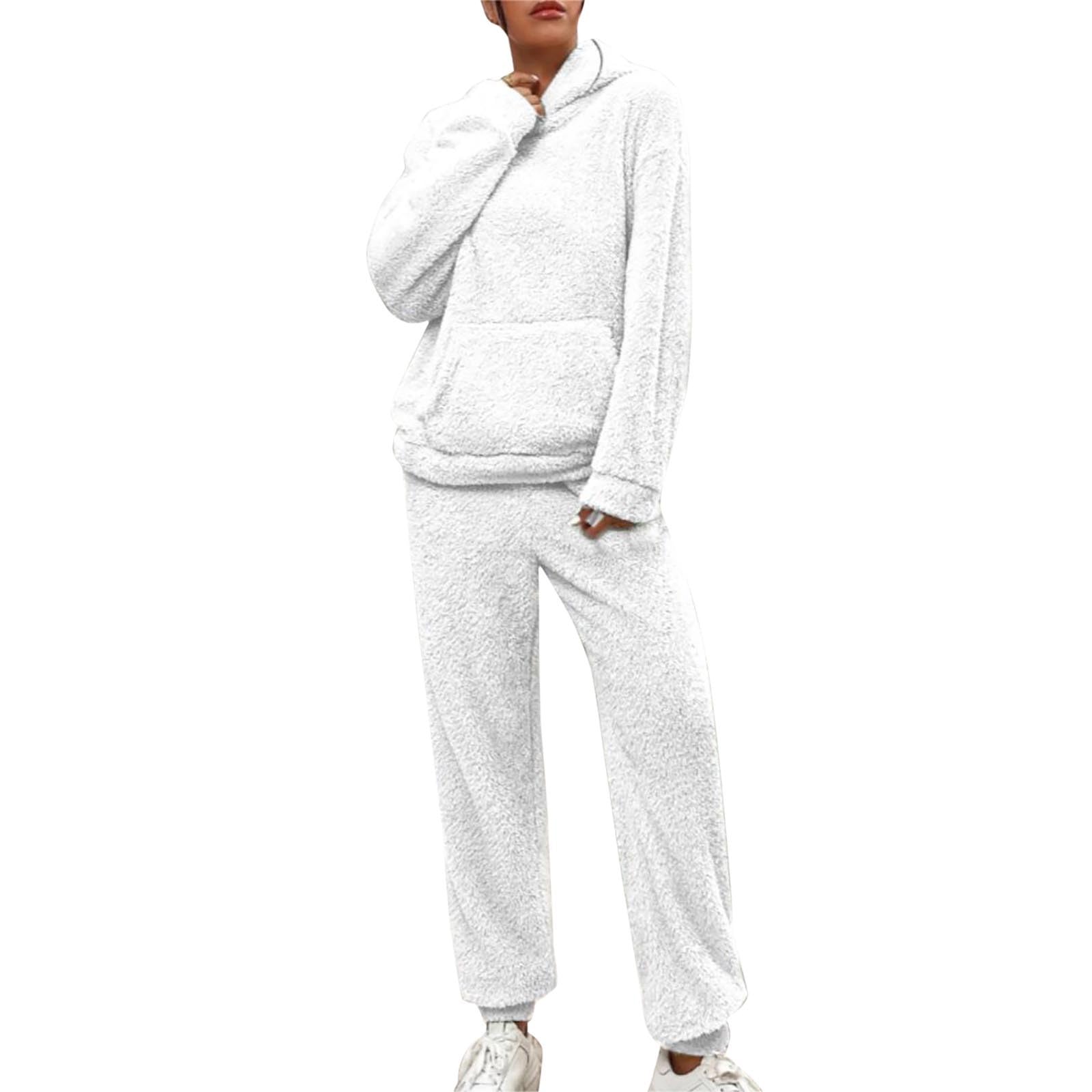 Vrijetijdspak voor dames, warm, knuffelpak voor dames, wollig, 2-delig sportpak voor set, huispak, behaaglijk fleece, trainingspak, set joggingpak, grote maten, pyjamabroek, flanel pyjama, beige, L Vrijetijdspak voor dames, warm, knuffelpak voor dames, wollig, 2-delig sportpak voor set, huispak, behaaglijk fleece, trainingspak, set joggingpak, grote maten, pyjamabroek, flanel pyjama, beige, L