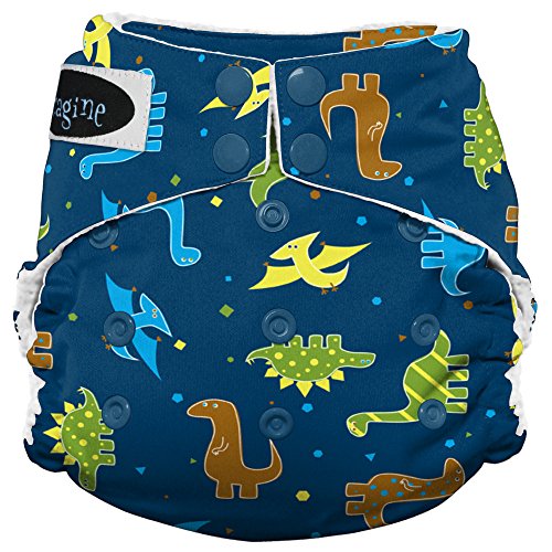 Imagine Baby Products Stay Dry All-in-One Snap Diaper, Rawr