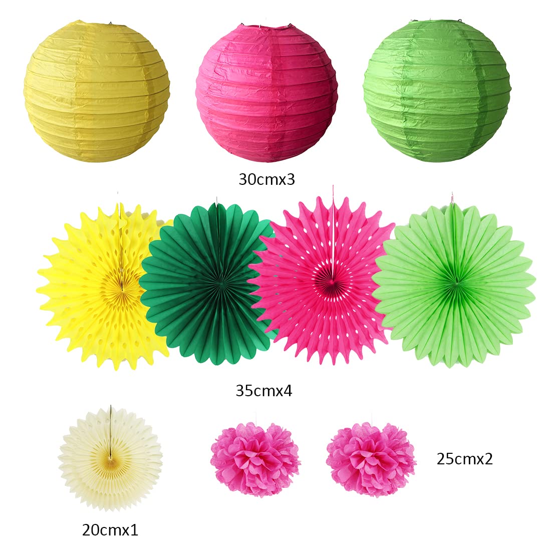 Deco Summer Party Ballon Kit Rosace Papier Toucan Decoration Tropical Vert Rose Jaune pour Anniversaire Chambre Maison Ete Hawaïen - Maison