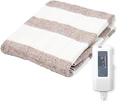 [山善] 電気毛布 敷き 電気敷毛布 130×80cm シングル 洗える ダニ対策機能 温度調節機能 ホワイト×ベージュ YMS-18