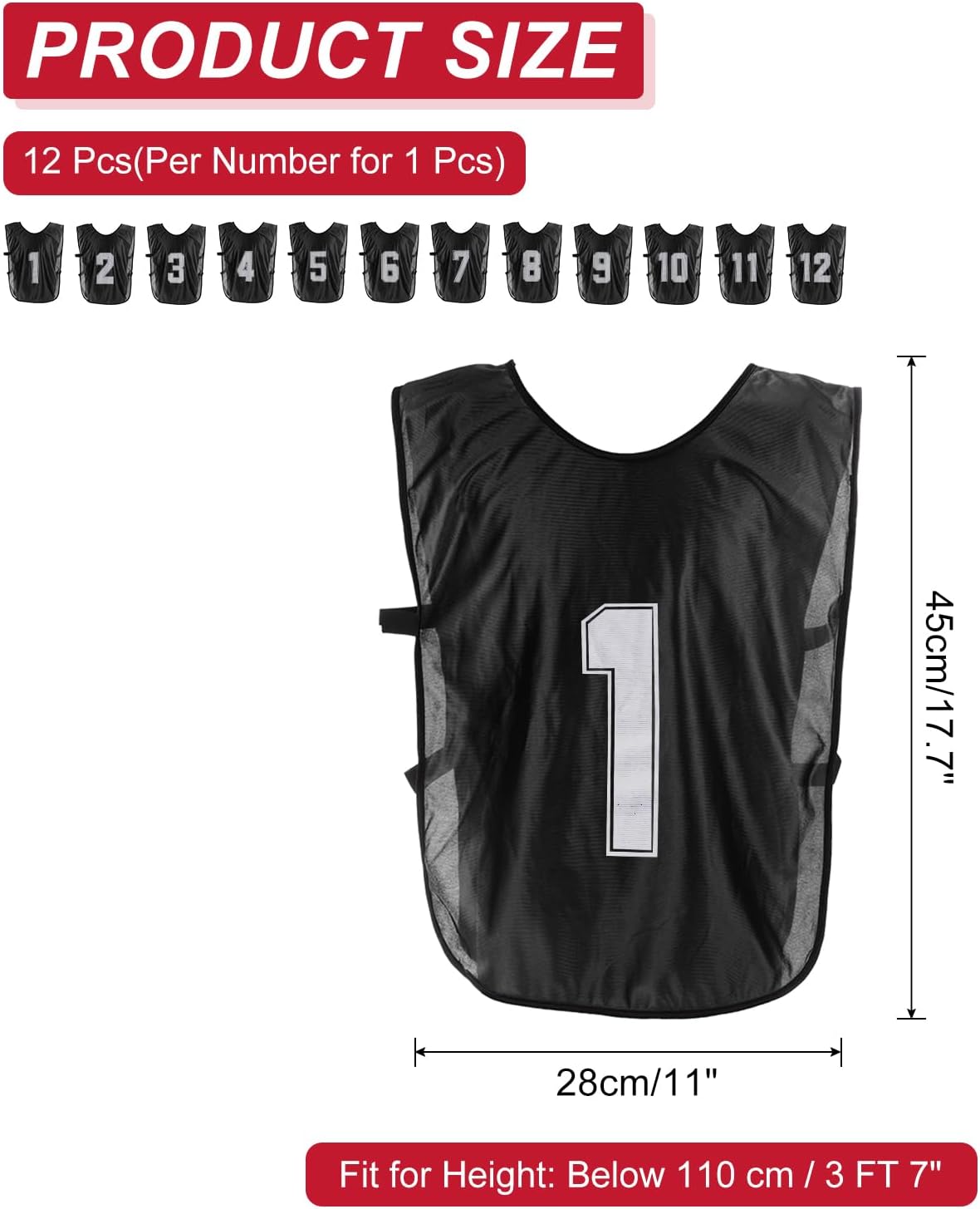 PATIKIL Soccer Training Vest, Team Sports Pinnies Reversible Numbered Soccer Practice Pennies for Youth