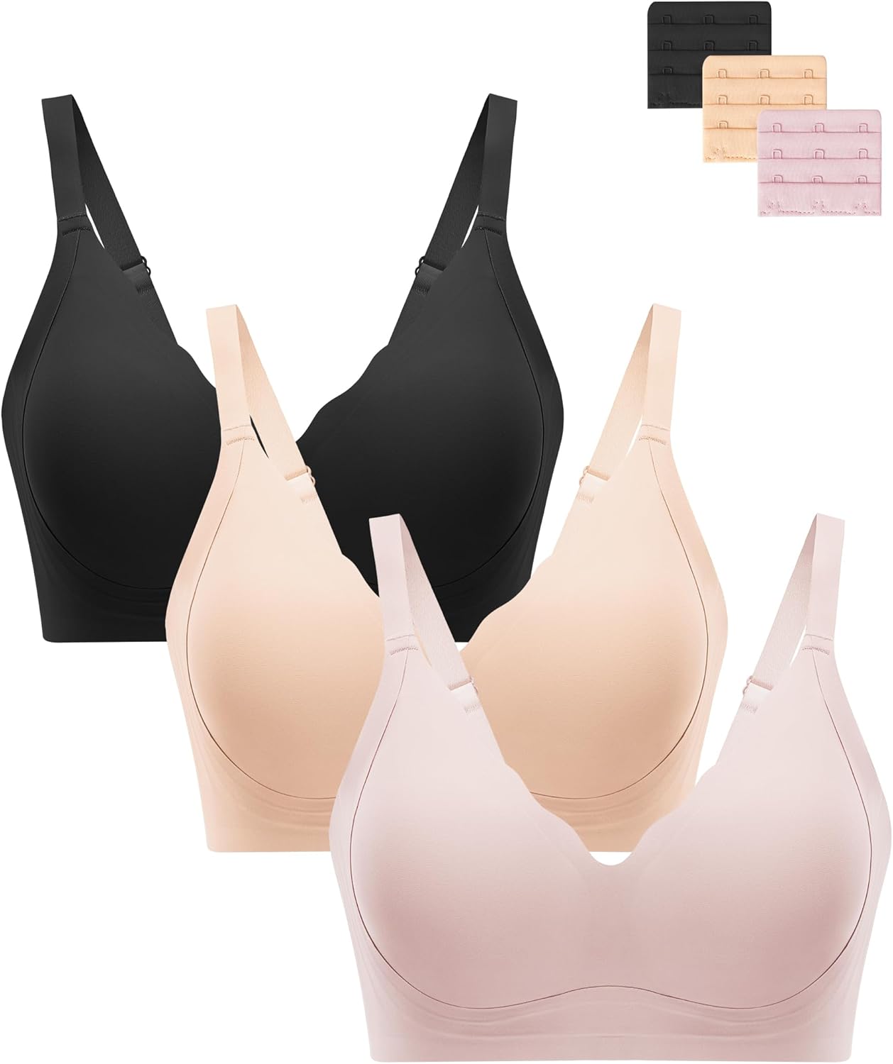 HBselect Wireless Jelly Bras for Women No Underwire 3PCS Seamless Push Up Scalloped Lift Bra Everyday Comfort Bralettes - Image 8
