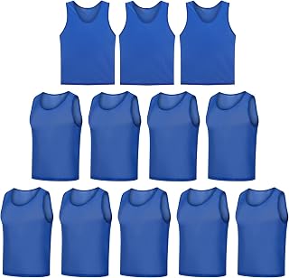 12 Pack Scrimmage Vest/Team Training Jerseys/Sports Pinnies/Practice Jerseys/Soccer Bibs with Carry Bag