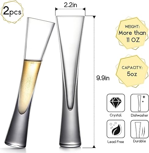 Miniatura 7 de NUTRIUPS Copas de champán de cristal transparente soplado a mano, para bodas, inauguración de la casa, tostadas, fiestas o cualquier ocasión